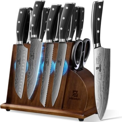 Piklohas Knife Sets for Kitchen with Block